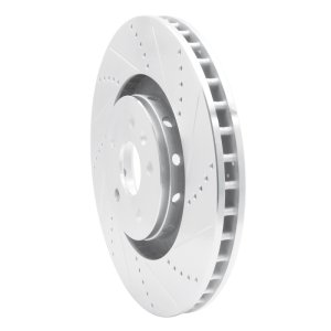 Cadillac CTS Brake Rotor (1) - Front Right - R1 Concepts - Drilled & Slotted - Silver - `09-`15